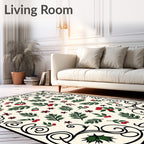 Rustic Holly Berry Twig Arrangement Rug