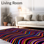 Vibrant Rainbow Stripe Wave Rug