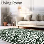 Forest Green Arabesque Filigree Rug