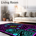 Neon Swirls Turquoise Pink Yellow Rug