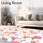 Playful Bunny Floral Garden Theme Rug