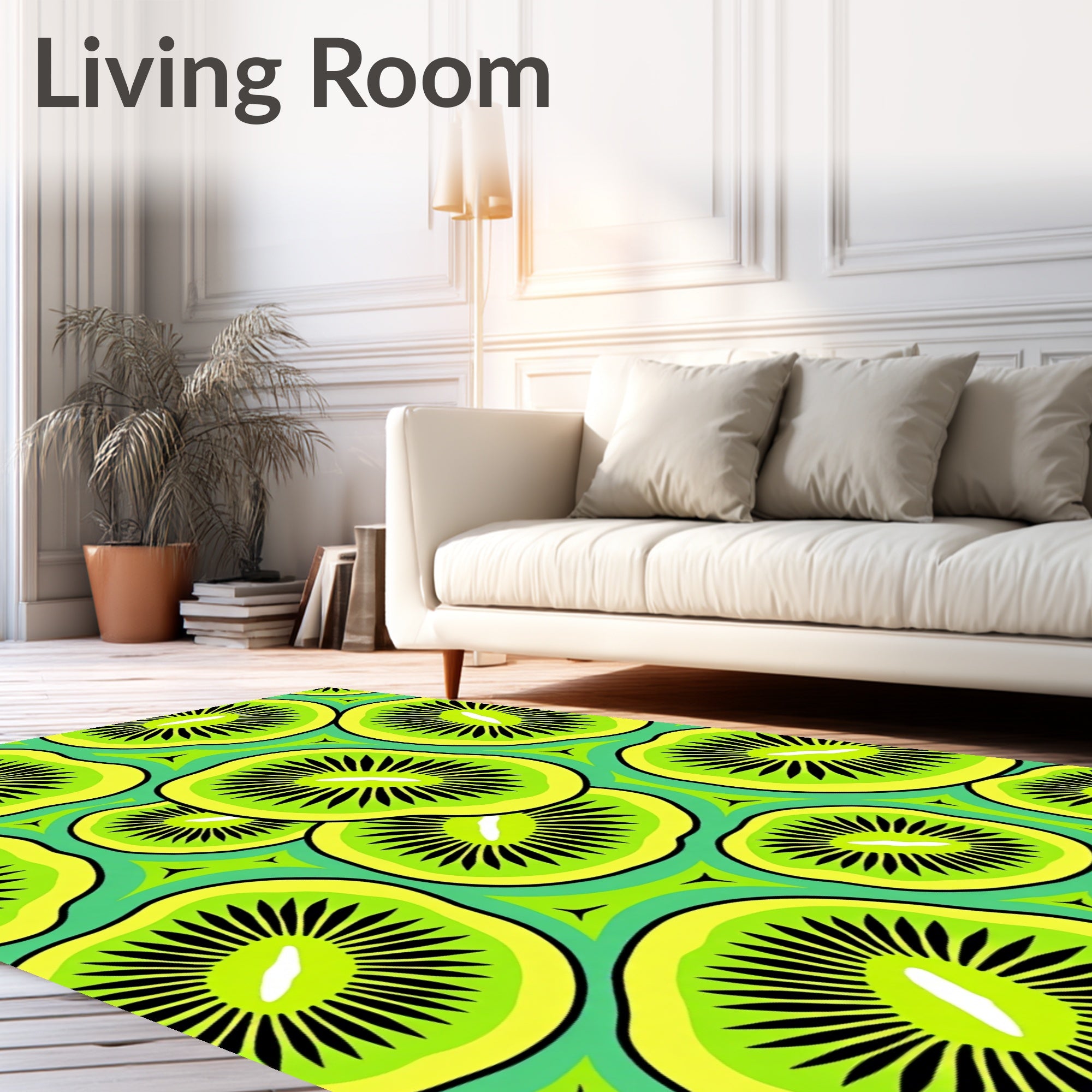 Vibrant Green Kiwi Slices Rug
