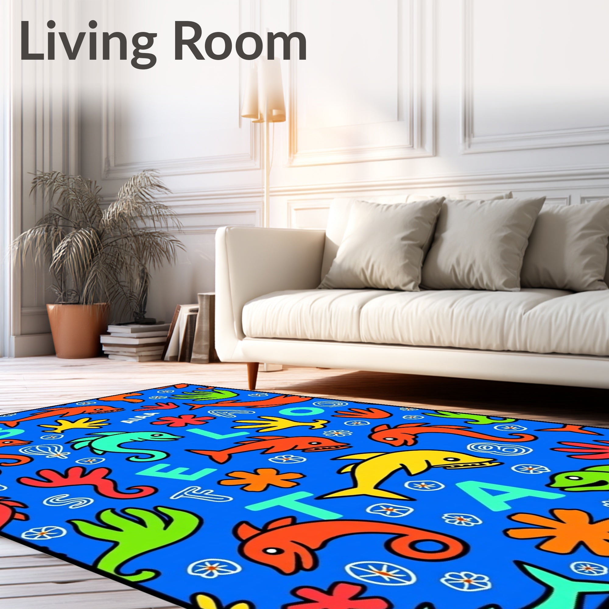 Playful Sea Creatures With Letters Rug