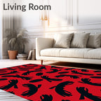 Bold Red Abstract Black Forms Rug