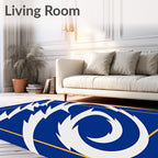 Bold Blue White Streaks Frame Rug