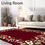 Crimson Floral Vine Swirl Rug