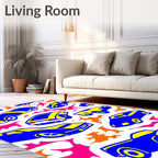 Retro Blue Yellow Sports Cars Rug