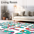 Aqua Pink Coral Sea Star Alphabet Rug