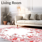 Crimson Butterfly Floral Garland Rug
