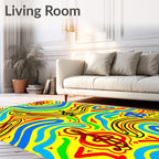 Groovy Yellow Music Notes Waves Rug
