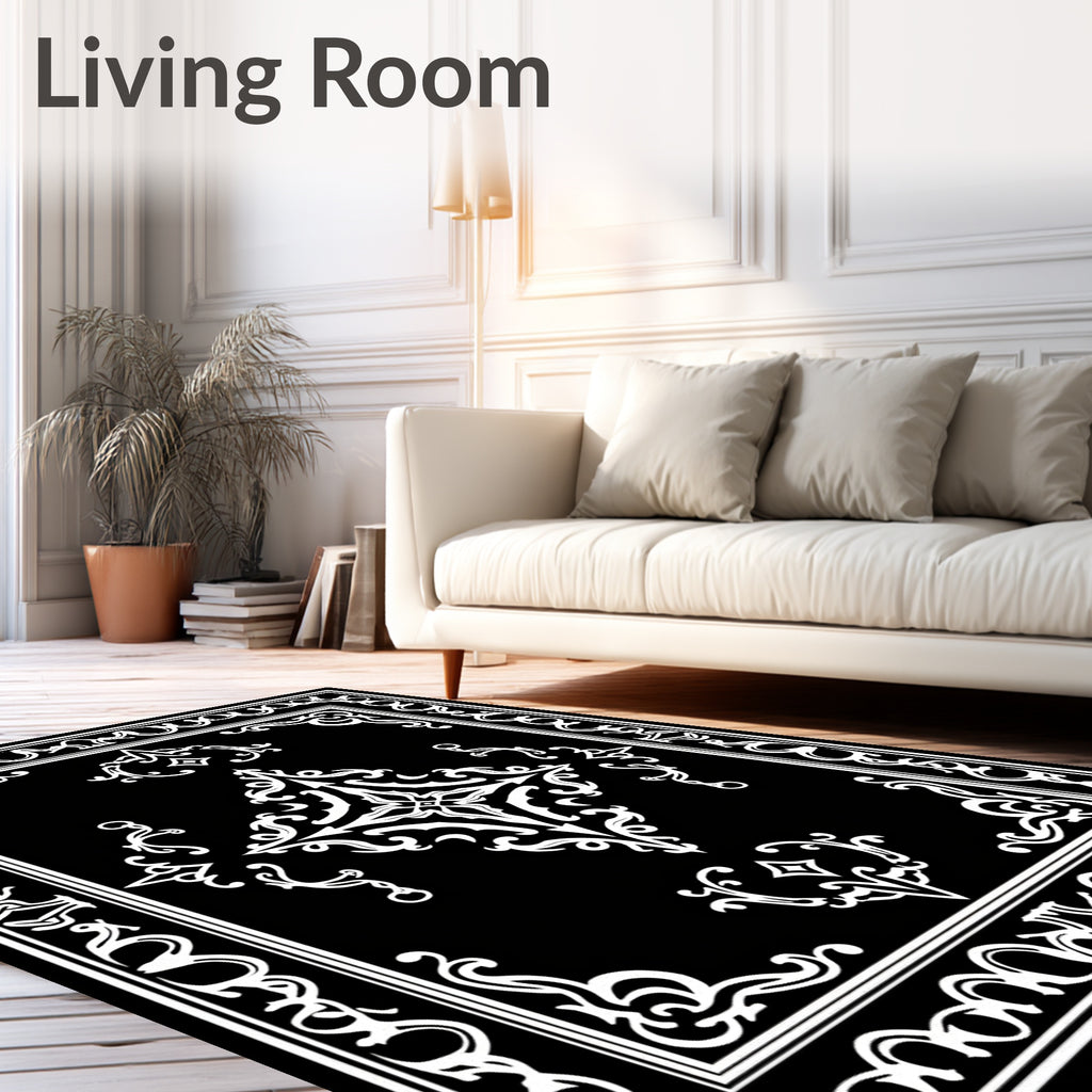 Monochromatic Filigree Centerpiece Rug