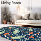 Marine Life Alphabet Illustration Rug