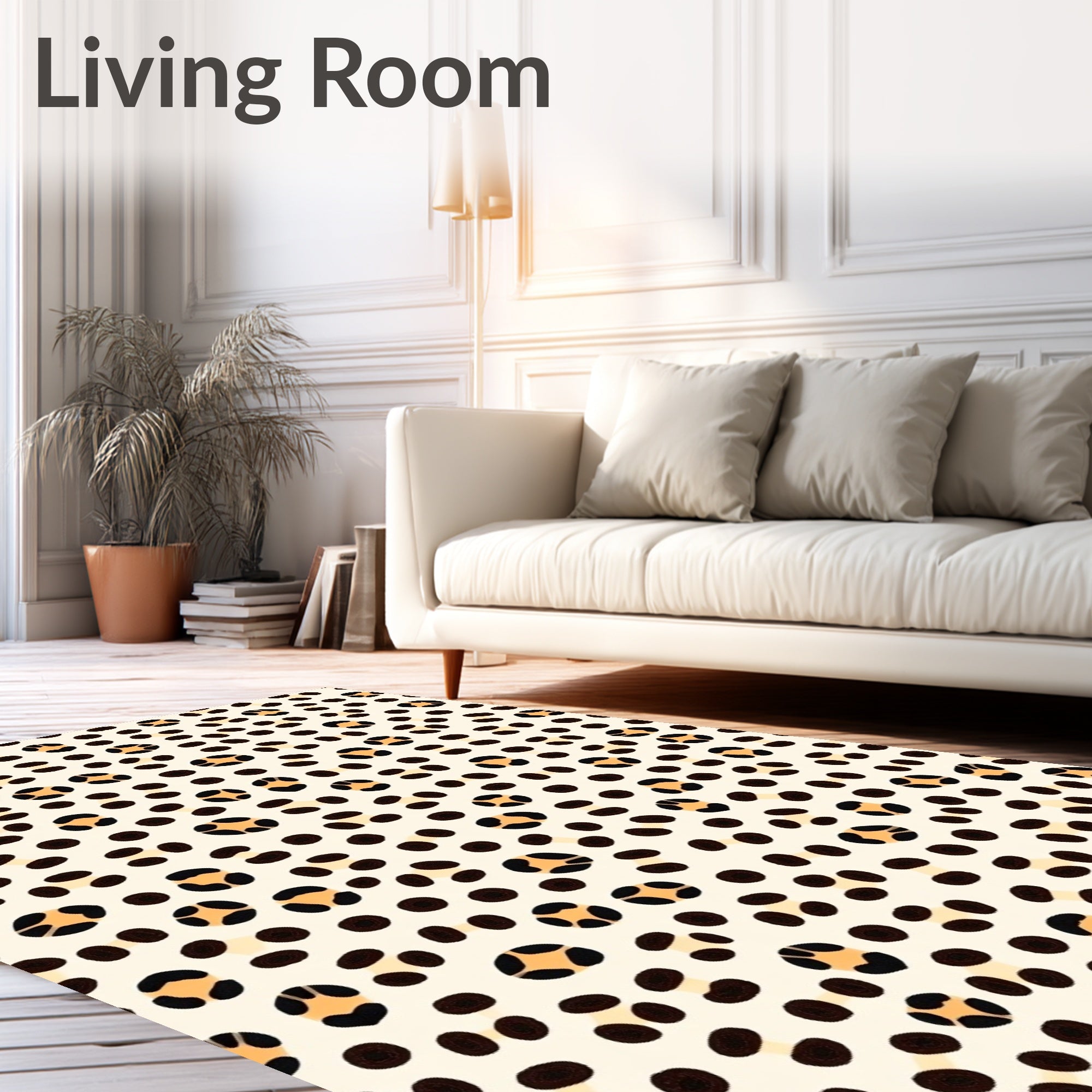 Cream and Brown Spotty Animal Rug