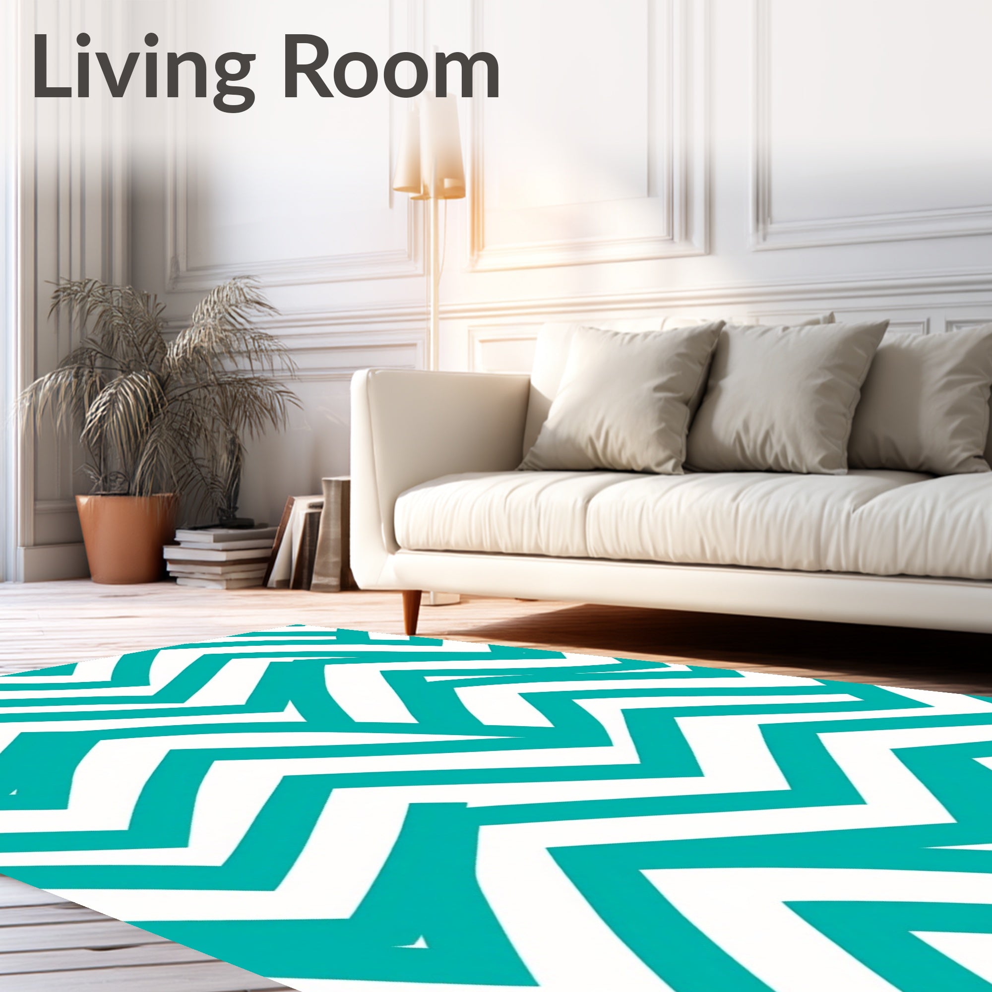 Teal Abstract Chevron Ribbon Rug