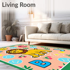 Cute ABC Lion and Jungle Sprigs Rug