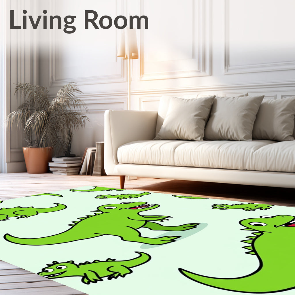 Playful Green Dinosaur Repeat Rug