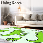Playful Green Dinosaur Repeat Rug