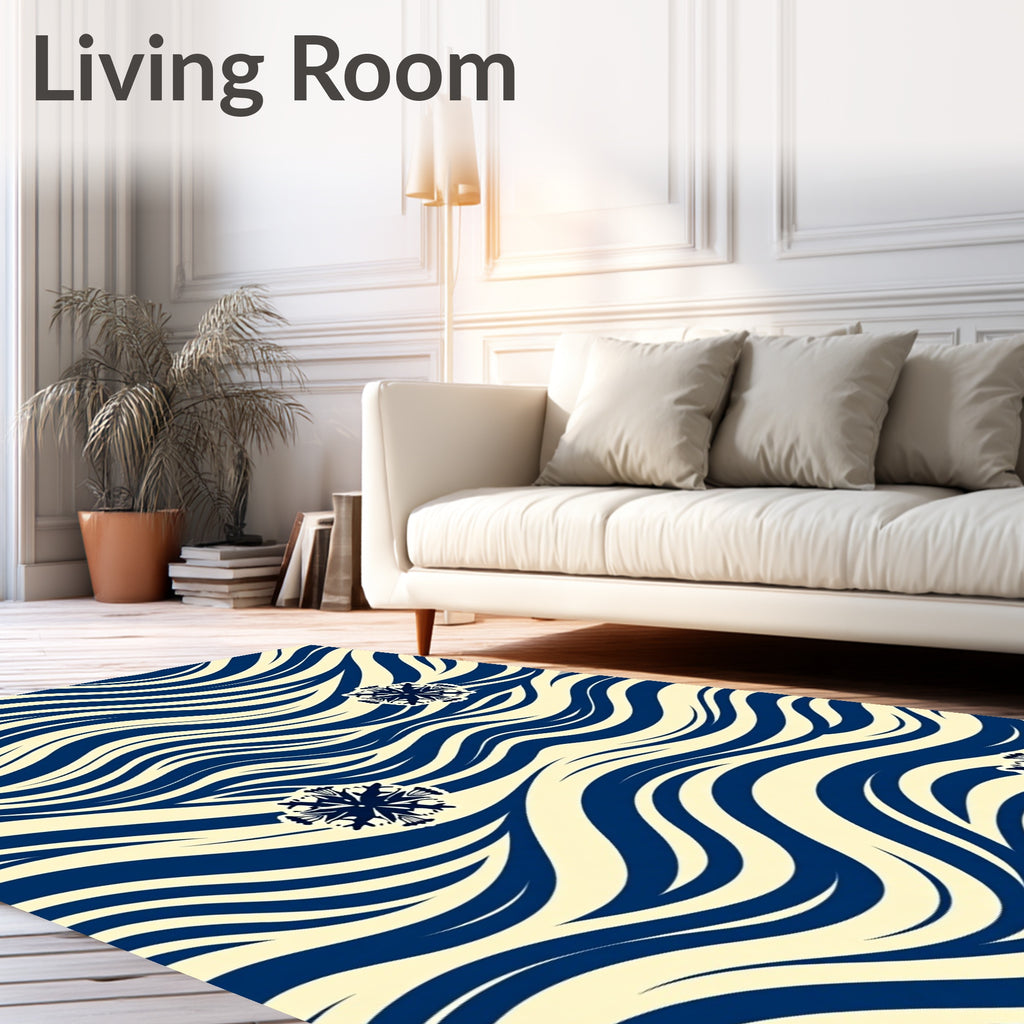 Azure Snowflake Wave Rug
