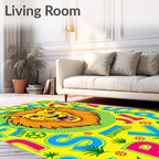 Bold Yellow Lion Alphabet Zoo Rug