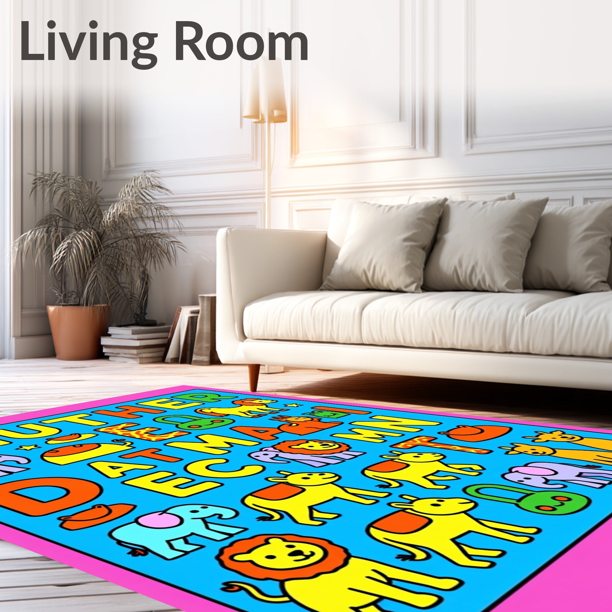 Colorful Animal Alphabet Play Mat Rug