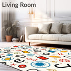 Whimsical Vintage Alphabet Playful Shapes Rug