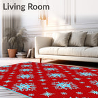 Red Teal Snowflake Repeat Rug