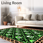 Gothic Scull Lime Green Chain Border Rug