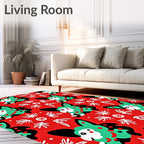 Red Green Bunny Botanical Scatter Rug
