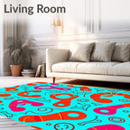 Vibrant Orange Pink Abstract Forms Rug