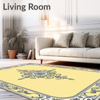 Golden Yellow Ornate Filigree Scroll Rug