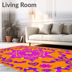 Vibrant Magenta Floral Mandala Rug