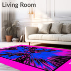 Electric Blue Pink Burst Astronaut Rug