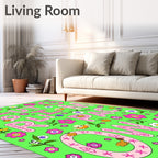 Pink Floral Alphabet Collage Rug