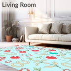 Red Balloons Floral Alphabet Whimsical Rug