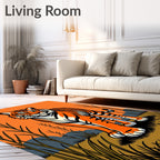 Bold Orange Tiger Grasslands Landscape Rug