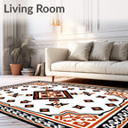 Graphic Orange Black Diamond Medallion Rug