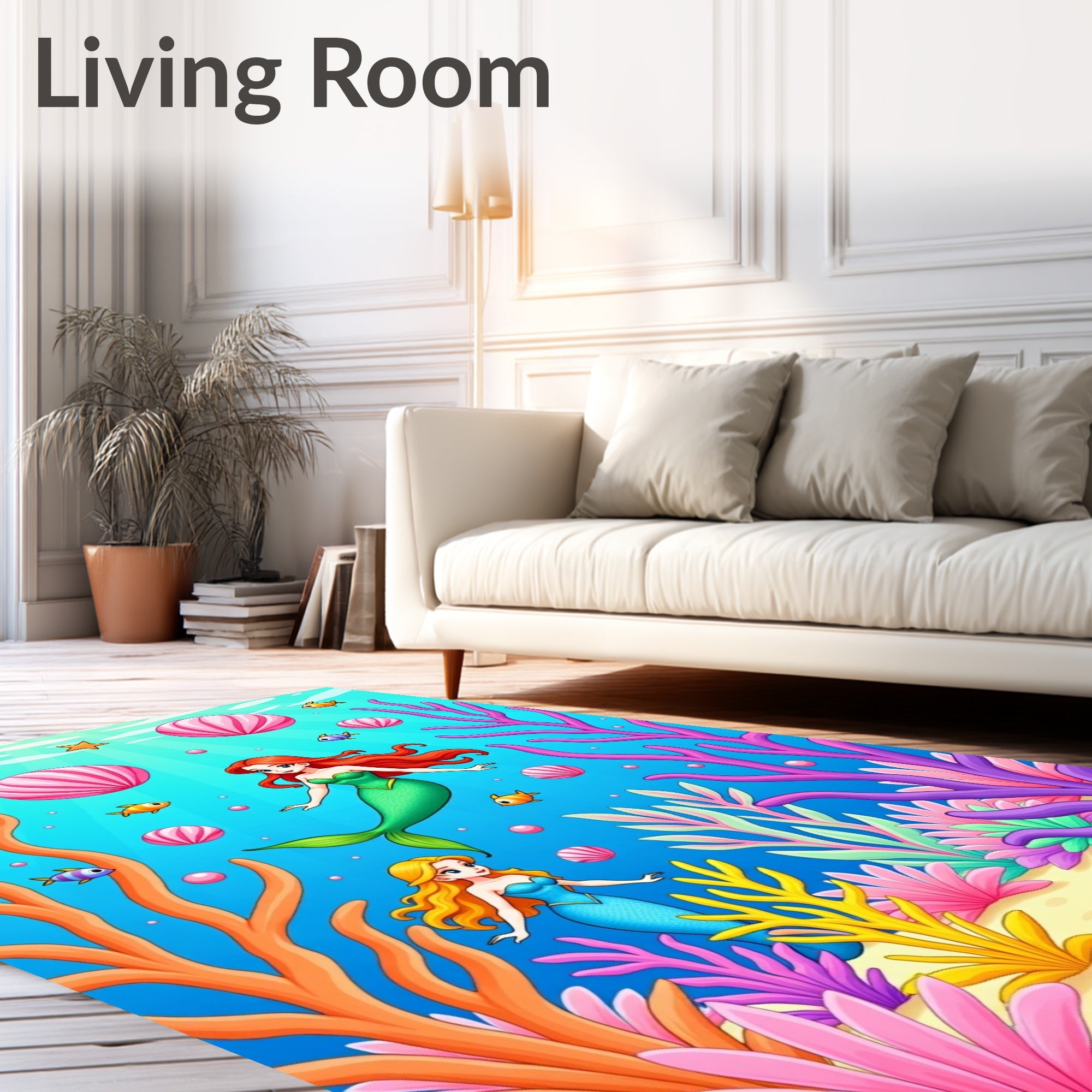 Whimsical Mermaid Coral Reef Undersea Adventure Rug