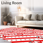 Red and White Diagonal Stripe Jam Jar Rug
