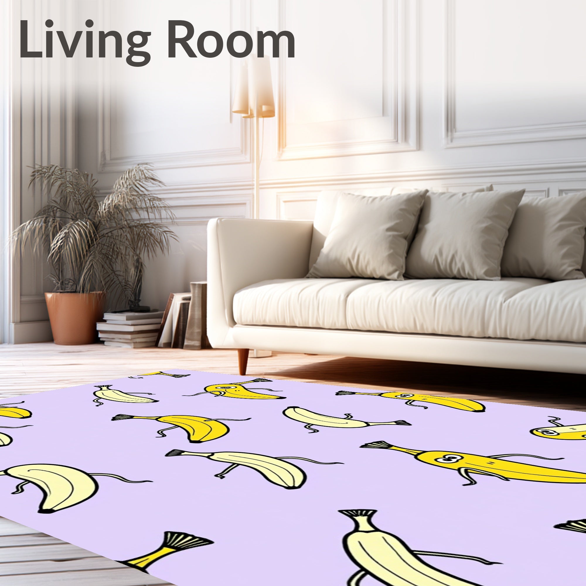 Whimsical Yellow Bananas Purple Background Rug
