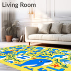 Undersea Whales and Jellyfish Alphabet Rug