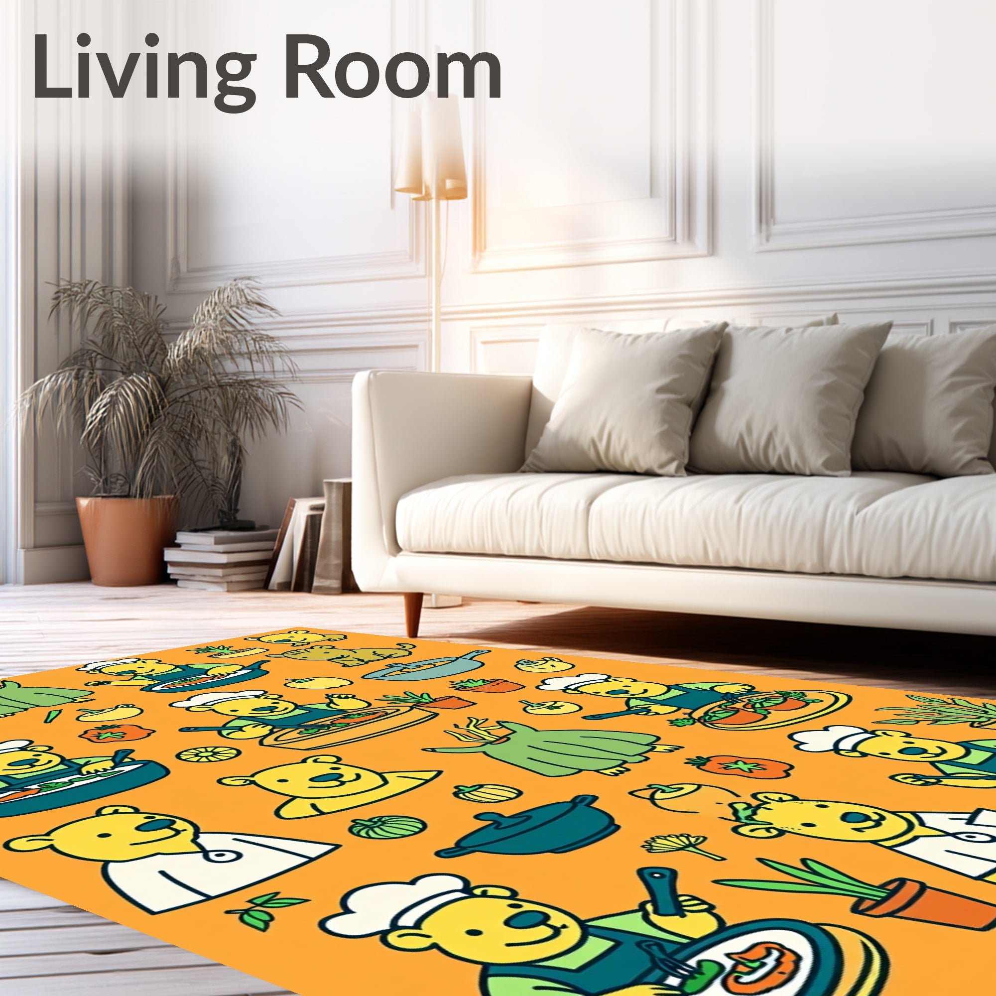 Playful Bears Cooking A Meal Collage Rug