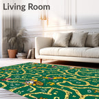 Whimsical Yellow Creature Green Swirl Rug