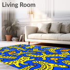 Bright Yellow Leopard Dance Abstract Rug