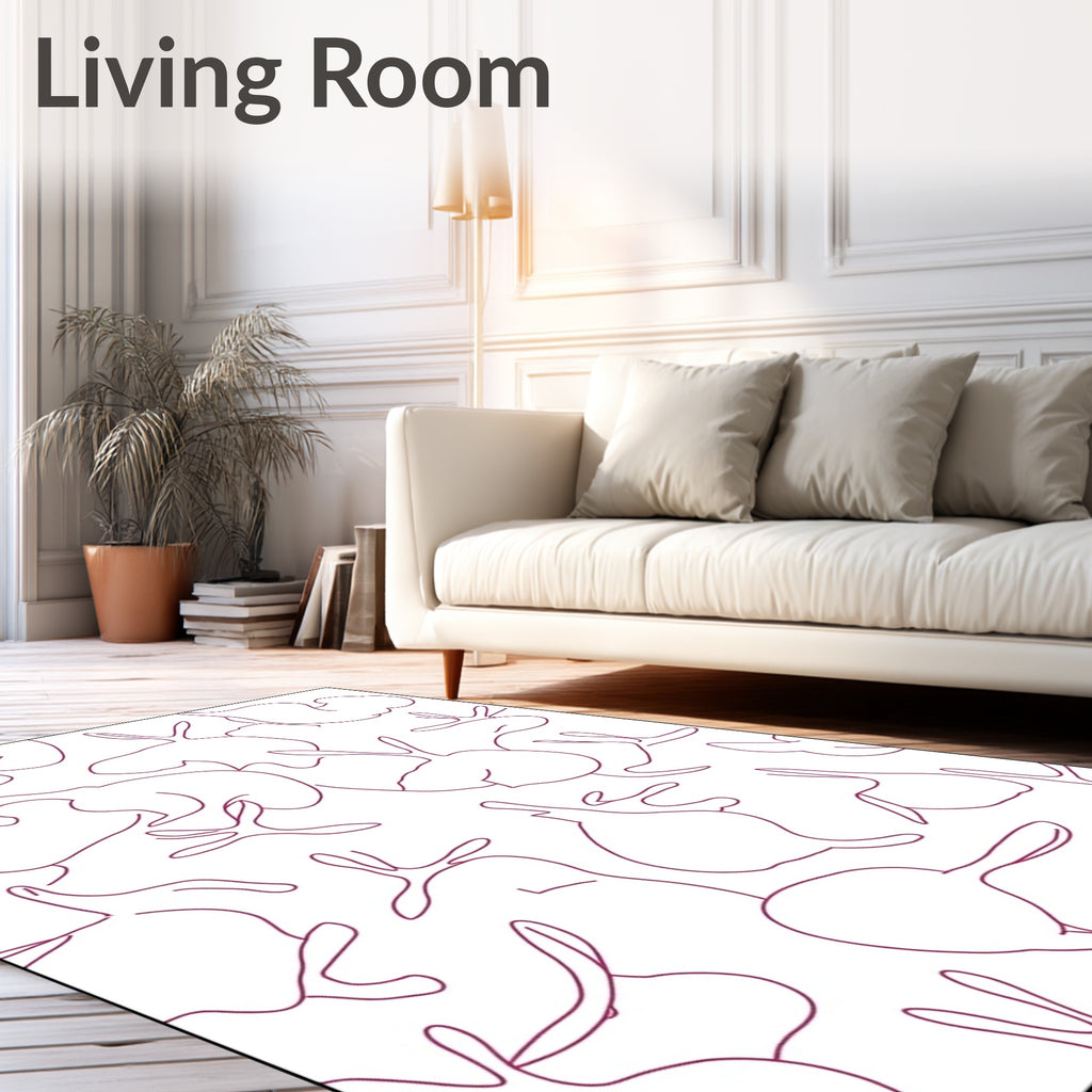 Red Orchid Abstract Contemporary Bloom Rug