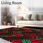 Bold Red Chevron Floral Bloom Rug