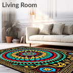 Vibrant Colorful Mandala Flower Rug