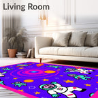 Vibrant Astronaut Galaxy Playful Space Rug