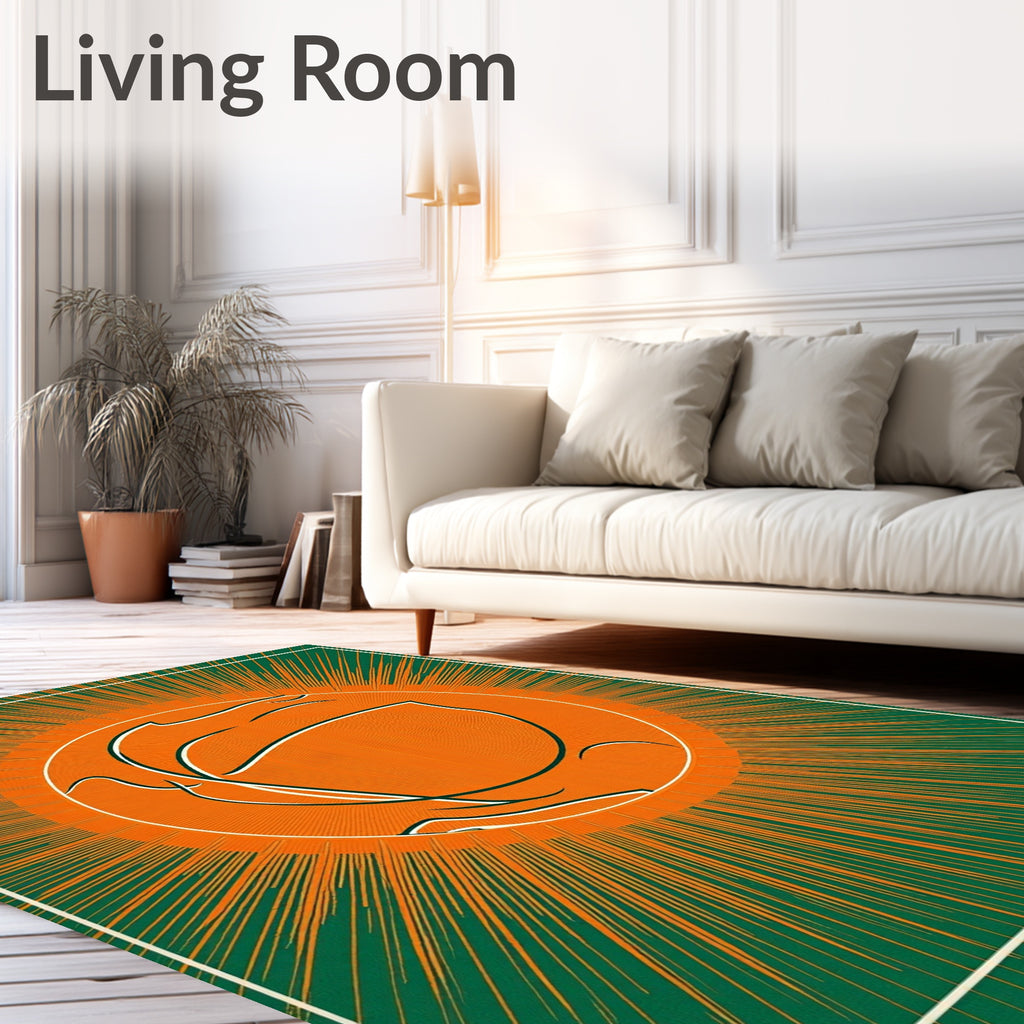 Radiant Orange Green Burst Medallion Rug