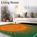 Radiant Orange Green Burst Medallion Rug