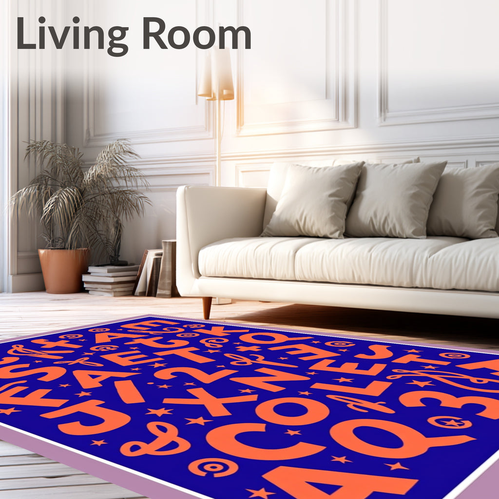 Alphabetical Scatter Colorful Orange Letter Rug